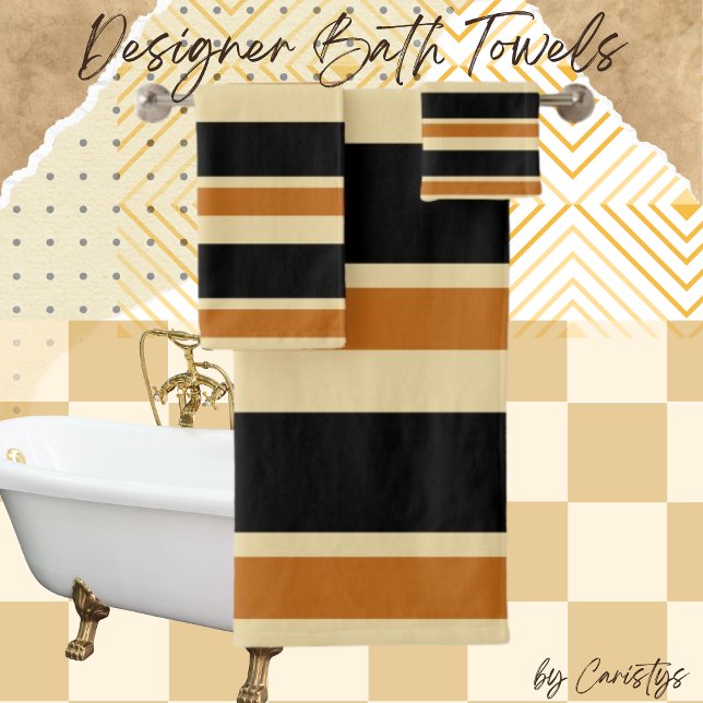 Conjunto De Toalhas Stripes Preto e Tan (Criador carregado)