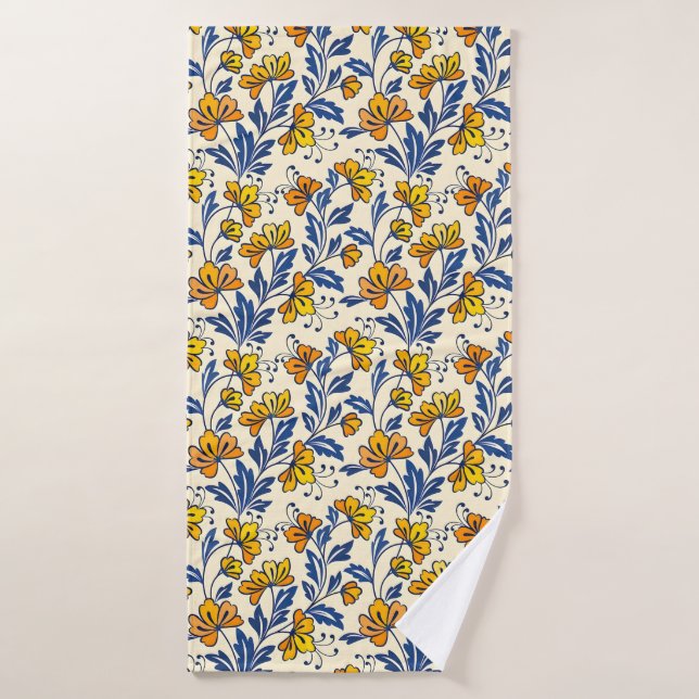 Conjunto De Toalhas Stunning Seamless Pattern of Flowers and Leaves (Toalha de Banho)