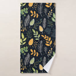 Conjunto De Toalhas Stylish Green and Yellow Foliage Pattern 