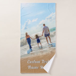 Conjunto De Toalhas Sua Família Photo Bath Totol Definir Nome de Texto