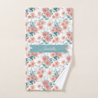 Conjunto De Toalhas Suave Rosa Floral Personalizado de Primavera Vinta
