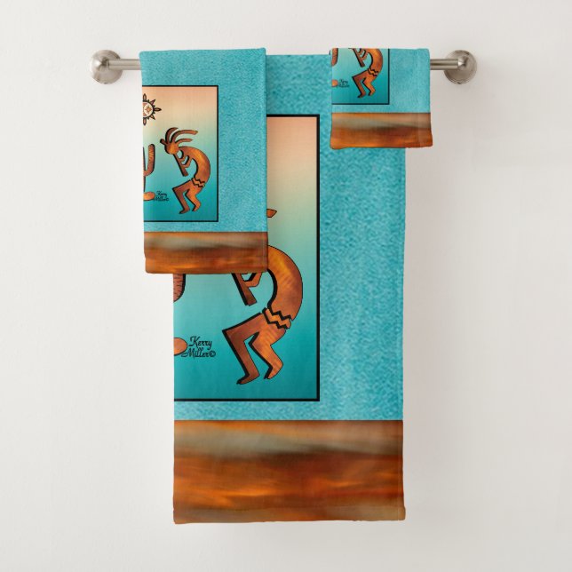 Conjunto De Toalhas Sudoeste de Kokopelli Bath Towel Set (Insitu)