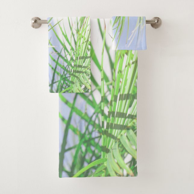 Conjunto De Toalhas Summer Vibes Palm Tree deixa pastel verde pálido (Insitu)