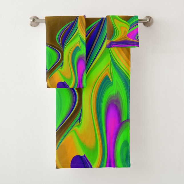 Conjunto De Toalhas Summerrainbow, Abstrato 3D Rainbowart (Insitu)