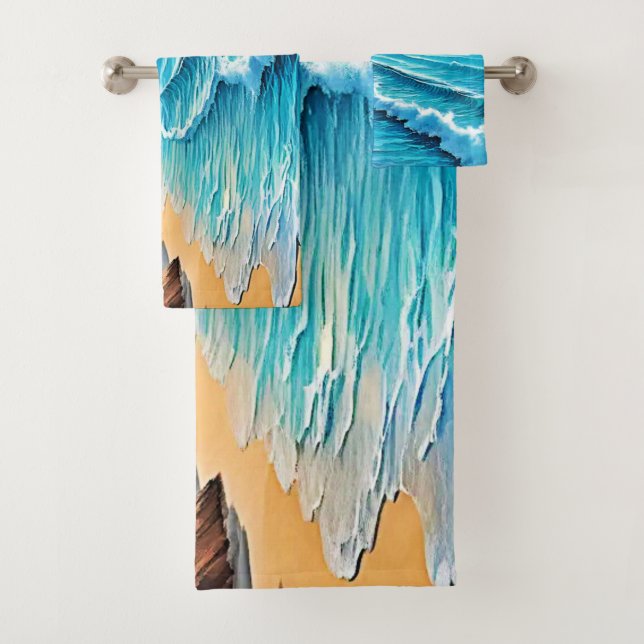 Conjunto De Toalhas Sunlit Beach Waves Design (Insitu)