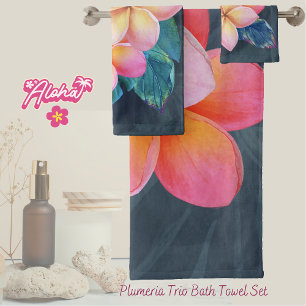 Conjunto De Toalhas Sunrise Plumeria Bath Towel Set