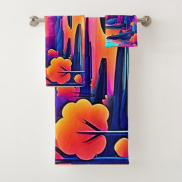 Conjunto De Toalhas Sunset Lake Fantasy Art