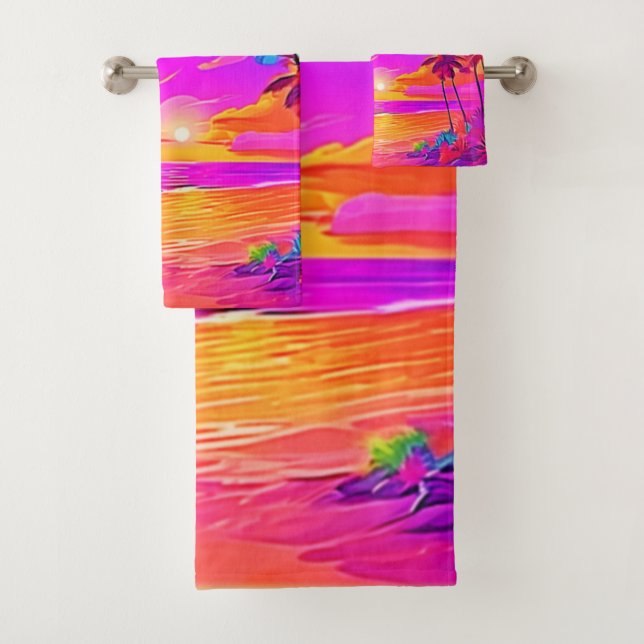 Conjunto De Toalhas Sunset tropical vibrante (Insitu)