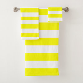 Conjunto De Toalhas Sunshine Yellow and White Striped Print