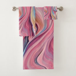 Conjunto De Toalhas Suportes para espirais e ondas Dourados cor-de-ros