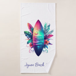 Conjunto De Toalhas Surfboard Tropical Beach-