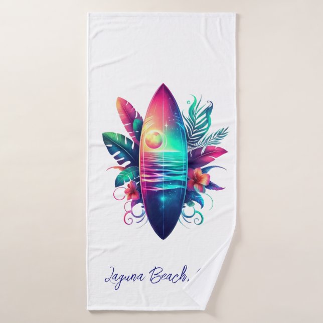 Conjunto De Toalhas Surfboard Tropical Beach- (Toalha de Banho)