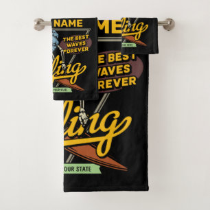 Conjunto De Toalhas Surfer de Ondas de Estrada de Esqueleto Personaliz