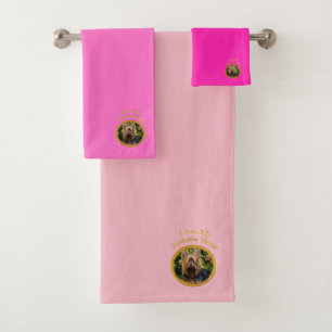 Conjunto De Toalhas Sweet Yorkshire terrier pequeno cão (rosa)