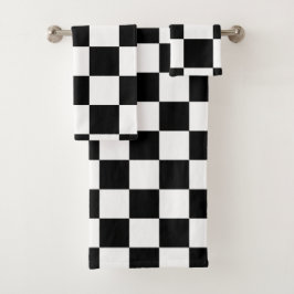 Conjunto De Toalhas Tabuleiro de damas preto e branco