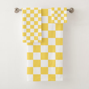 Conjunto De Toalhas Tabuleiro de xadrez amarelo visual clássico