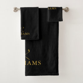 Conjunto De Toalhas Tacos de Paus de Golfe Personalizados Preto e Dour