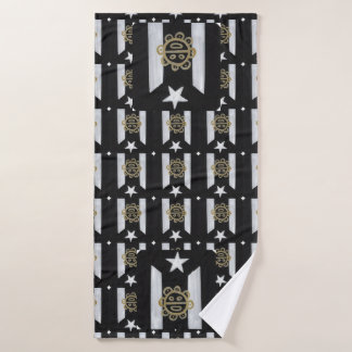 Conjunto De Toalhas Taino Sol sobre Blk Wht