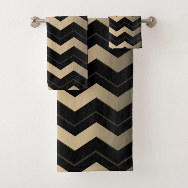 Conjunto De Toalhas Tan e Black Zigzag (Insitu)