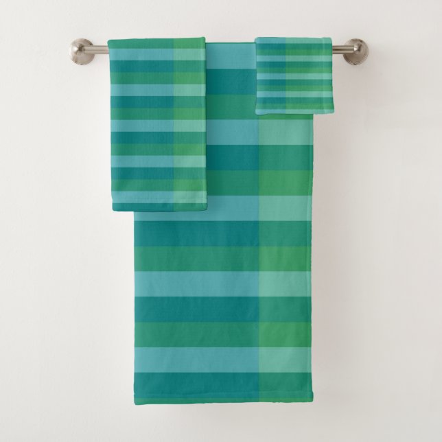Conjunto De Toalhas Tanager Turquoise, Teal Blue e Kelly Green Line (Insitu)