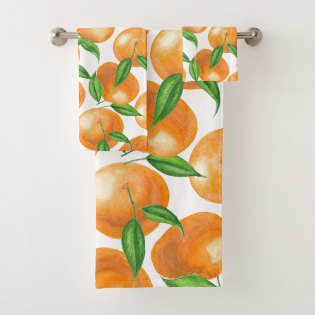 Conjunto De Toalhas Tangerinas de aquarela (Insitu)