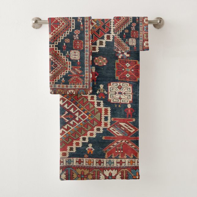 Conjunto De Toalhas Tapete Antigo Persa Turco Karbistan (Insitu)