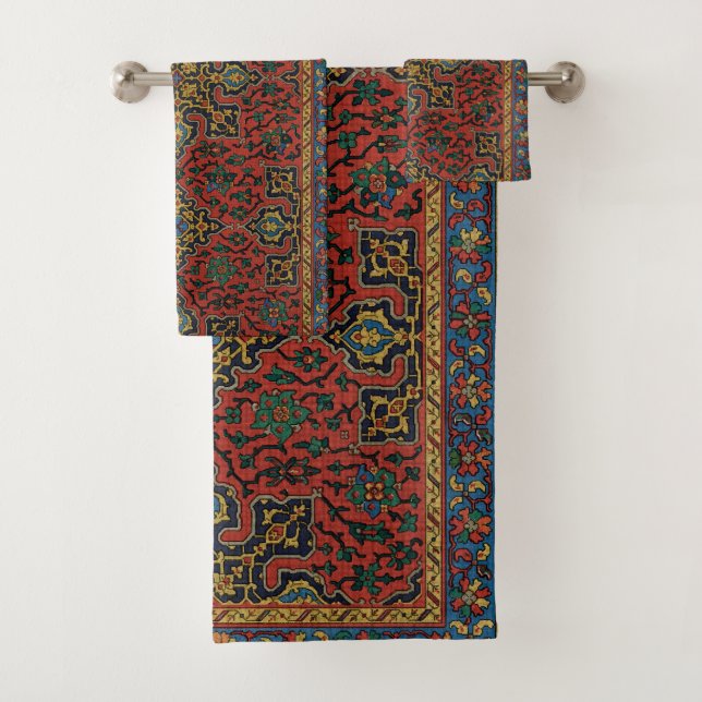 Conjunto De Toalhas Tapete de Carpete Persa Vermelho Azul Clássico (Insitu)