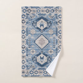 Conjunto De Toalhas Tapete Kilim Azul Antigo Oriental