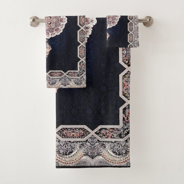 Conjunto De Toalhas Tapete Persa Turco Azul Antigo (Insitu)