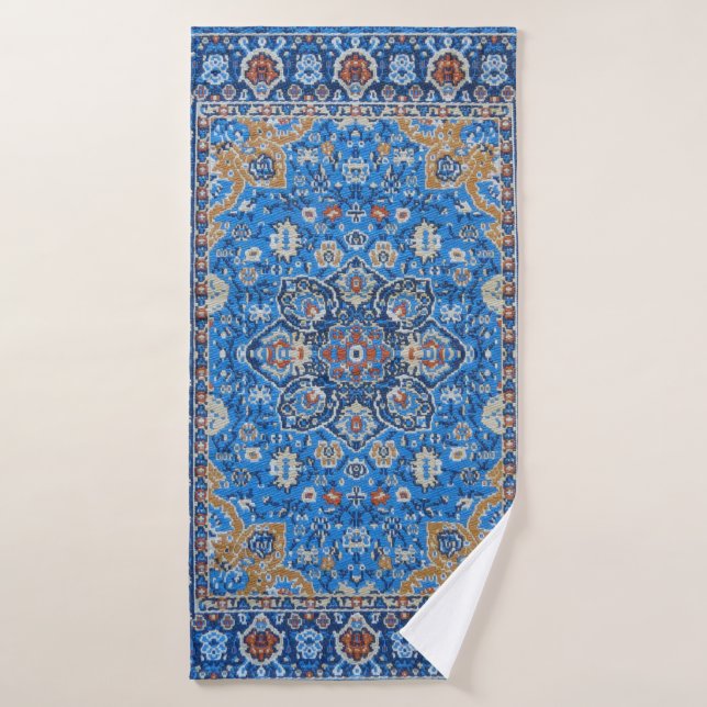 Conjunto De Toalhas Tapete persa turco azul oriental antigo (Toalha de Banho)
