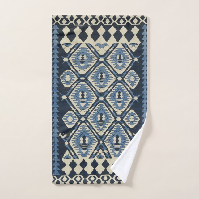 Conjunto De Toalhas Tapete Persa Turco Oriental Azul (Toalha de mão)