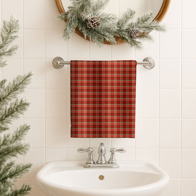 Conjunto De Toalhas Tartan Bath Towel Festive Red Green Gift for Him (Tartan Bath Towel Festive Red Green Gift for Him)