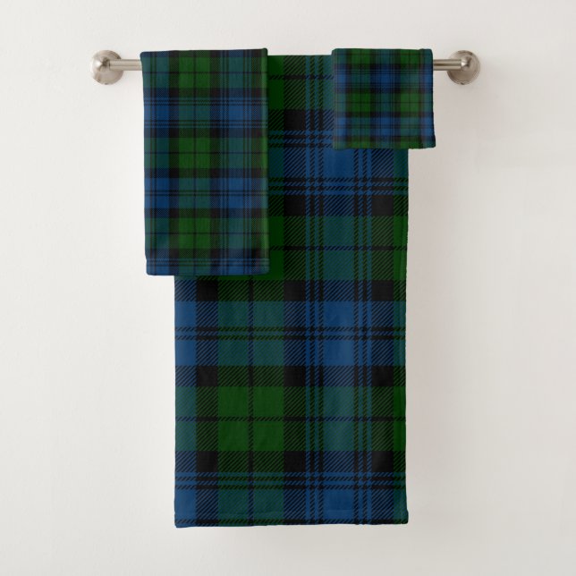 Conjunto De Toalhas Tartan Rustic Elegante Xadrez Azul e Russo Verde (Insitu)