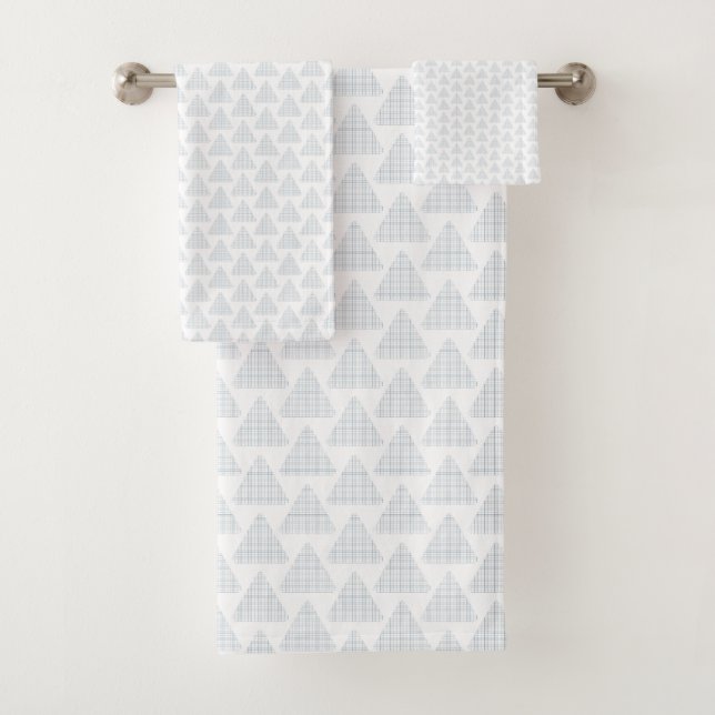 Conjunto De Toalhas Tartan Triangles Azul (Insitu)