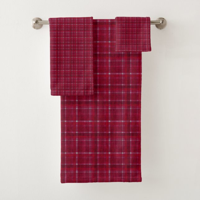 Conjunto De Toalhas Tartan vermelho verificado (Insitu)