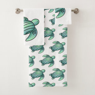 Conjunto De Toalhas tartaruga marinha pintada aquarela desenho animado