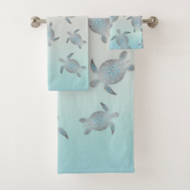 Conjunto De Toalhas Tartarugas Prateadas Estilo Praia Marítimo Costeir