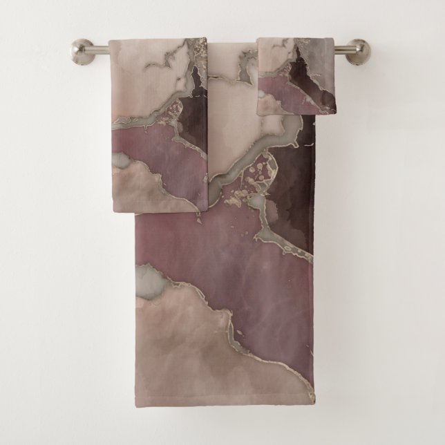 Conjunto De Toalhas Taupe paleta tinta e abstrato dourada (Insitu)