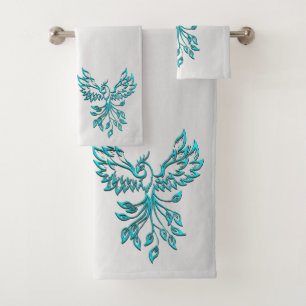 Conjunto De Toalhas Teal Blue Phoenix nasce em prata