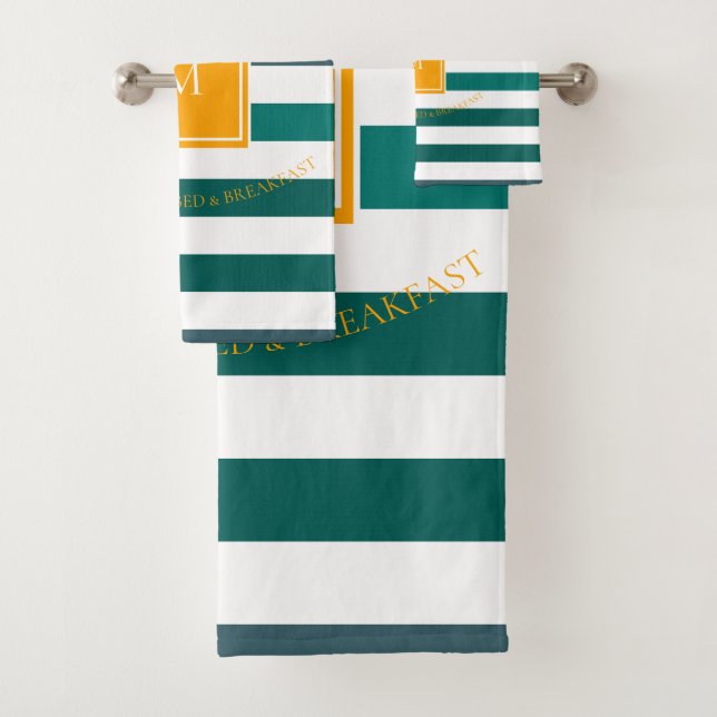 Conjunto De Toalhas Teal Blues Elegante Monograma B e B com distribuiç (Insitu)