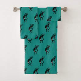 Conjunto De Toalhas Teal E Black Kokopelli Design Sudoeste