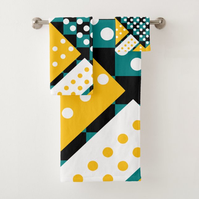 Conjunto De Toalhas Teal Escuro e amarelo (Insitu)