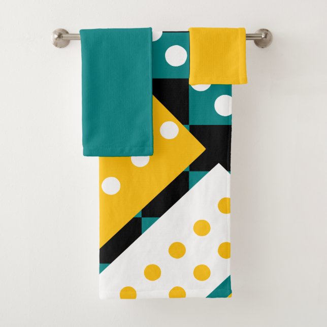 Conjunto De Toalhas Teal Escuro e amarelo (Insitu)