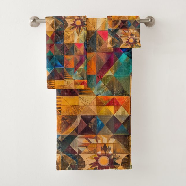 Conjunto De Toalhas Teal Luxuoso "Artística Herdada" Plush Bath Tow (Insitu)