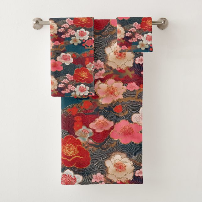 Conjunto De Toalhas Tecido Kimono japonês inspirado (Insitu)