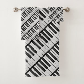 Conjunto De Toalhas Teclas de Piano Preto e Branco