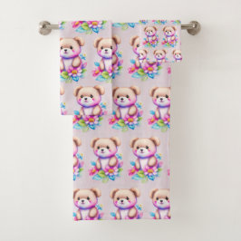 Conjunto De Toalhas Teddybär Wasserfarben Pastell