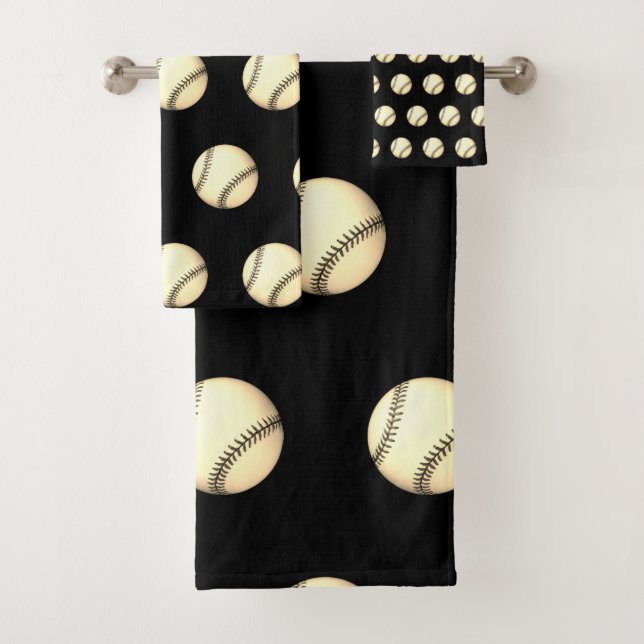 Conjunto De Toalhas Tema de Beisebol Preto (Insitu)