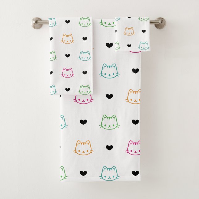 Conjunto De Toalhas Tema de Gatinho Fofo (Insitu)