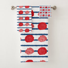 Conjunto De Toalhas Tendy Bath Tow, Padrão Floral Romântico das Rosas 